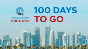Hitung mundur secara resmi telah dimulai! Dengan hanya 100 hari tersisa menuju Final Kejuaraan Dunia Tenis Meja ITTF 2025 di Doha, antusiasme semakin memuncak di kalangan penggemar, pemain, dan federasi di seluruh dunia.